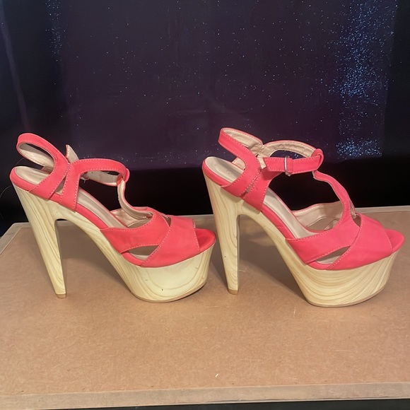 Qupid coral platform wood platform heels - Picture 6 of 6
